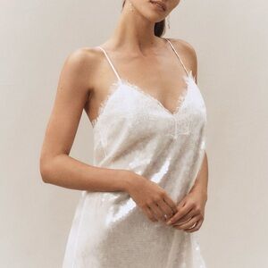 Retrofete Elegant White Lace Slip Dress XL